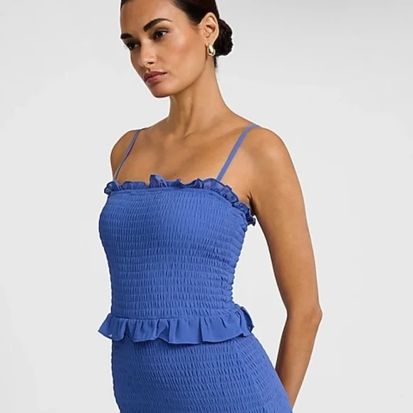 Express Red Ruffle Midi Dress - Picture 4 of 6